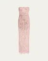 Bronx And Banco Giselle Strapless Bead & Sequin Column Gown In Blush