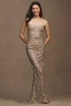Bronx And Banco Giselle Strapless Sequin Maxi Dress In Brown