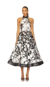 Bronx And Banco Greta Floral-embroidered Halter Midi Dress In Black