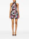 Bronx And Banco Deirdre Sequin Embroidered Halter Mini Dress In Purple
