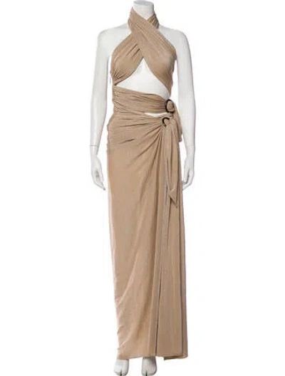 Pre-owned Bronx And Banco Halterneck Long Dress W/ Tags In Neutral