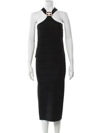 Pre-owned Bronx And Banco Halterneck Midi Length Dress In Black