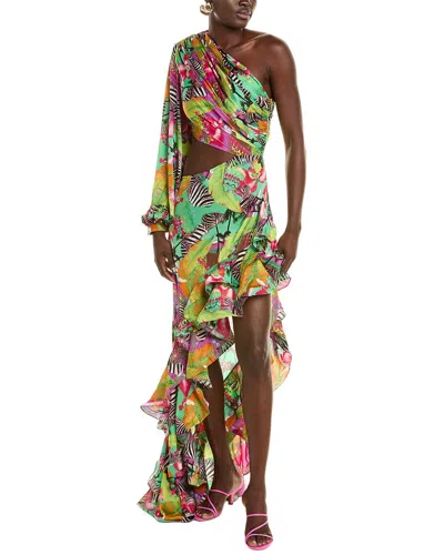 Bronx And Banco Hanna Miami One Shoulder Maxi Dress In Green