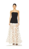 Bronx And Banco Harper Strapless Applique Gown In Black,cream