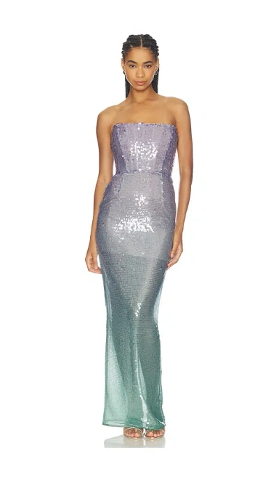Bronx And Banco Ibiza Ombre Farah Strapless Maxi Dress In Blue