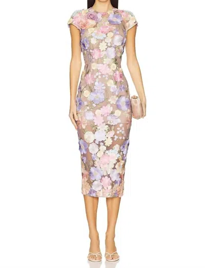Bronx And Banco Jasmine Cap Sleeve Midi Dress In Pastel Multi
