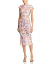 Bronx And Banco Jasmine Cap Sleeve Midi Dress In Pastel Multi