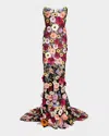 BRONX AND BANCO JASMINE FLORAL-EMBROIDERED MERMAID GOWN