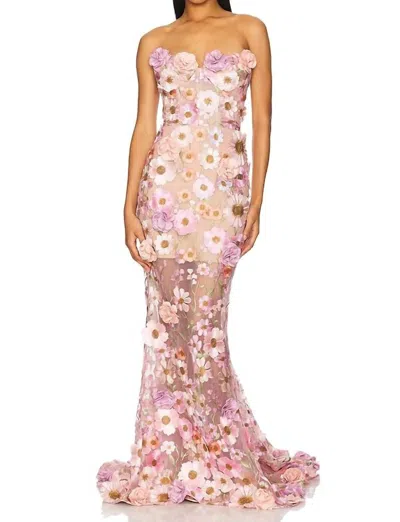 Bronx And Banco Jasmine Gown In Pastel Pink Multi