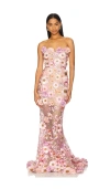Bronx And Banco Jasmine Gown In Pastel Pink Multi