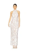 Bronx And Banco Jasmine Halterneck Maxi Dress In 白色花卉