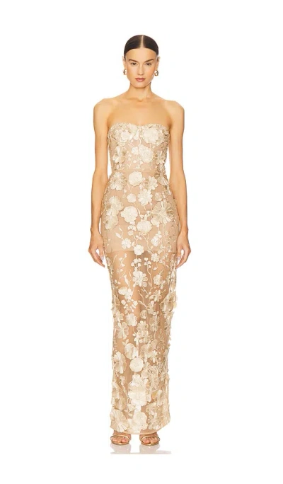 Bronx And Banco Jasmine Maxi Dress In Gold & Floral