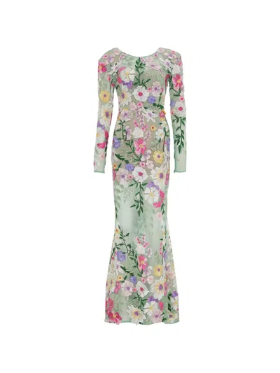 Bronx And Banco Juliette Floral-embroidered Maxi Gown Dress In Multi