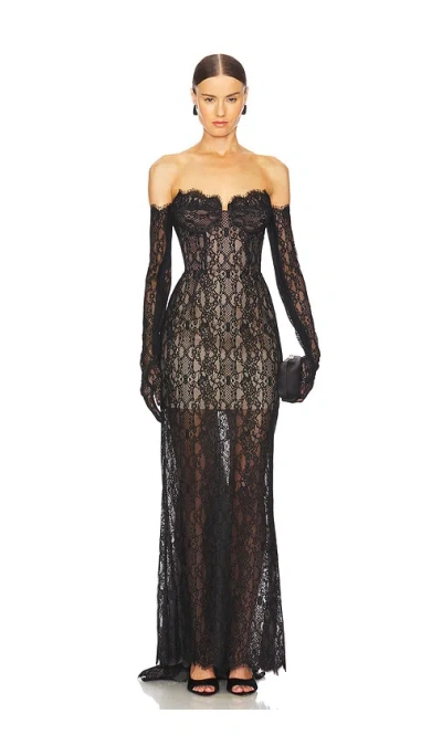 Bronx And Banco Kiera Strapless Gown In Black