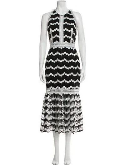 Pre-owned Bronx And Banco Lace Pattern Long Dress In Multi