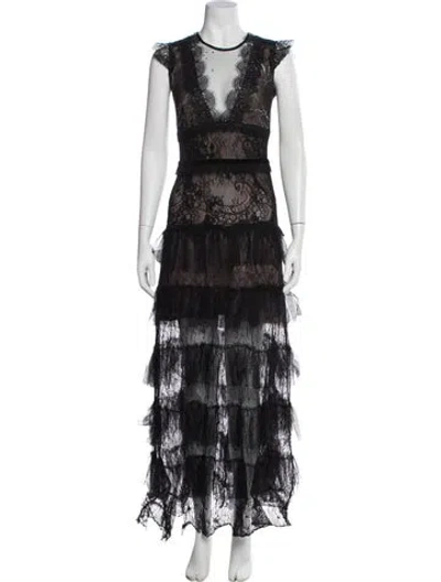 Pre-owned Bronx And Banco Lace Pattern Long Dress In Multi