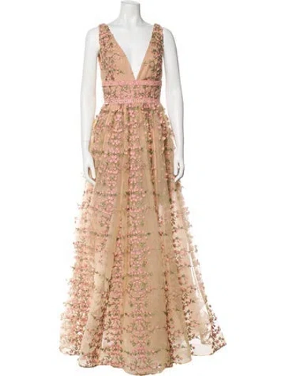 Pre-owned Bronx And Banco Lace Pattern Long Dress In Multi