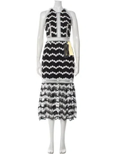 Pre-owned Bronx And Banco Lace Pattern Long Dress W/ Tags In Black