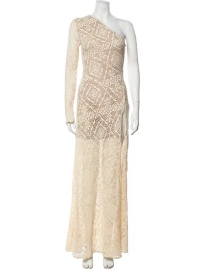Pre-owned Bronx And Banco Lace Pattern Long Dress W/ Tags In Neutrals