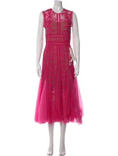 Pre-owned Bronx And Banco Lace Pattern Long Dress W/ Tags In Pink