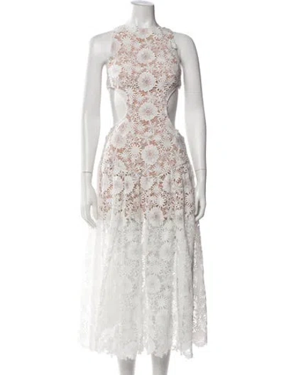 Pre-owned Bronx And Banco Lace Pattern Long Dress W/ Tags In White