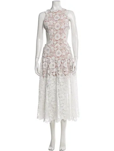 Pre-owned Bronx And Banco Lace Pattern Long Dress In White