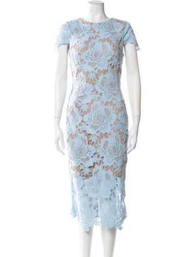 Pre-owned Bronx And Banco Lace Pattern Midi Length Dress In Blue