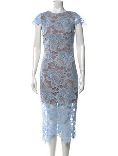 Pre-owned Bronx And Banco Lace Pattern Midi Length Dress In Blue