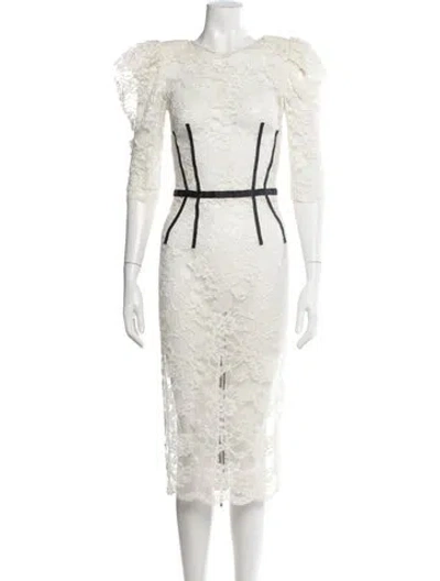Pre-owned Bronx And Banco Lace Pattern Midi Length Dress In Neutral