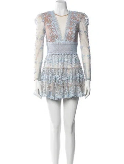 Pre-owned Bronx And Banco Lace Pattern Mini Dress In Blue