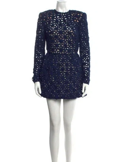 Pre-owned Bronx And Banco Lace Pattern Mini Dress In Blue
