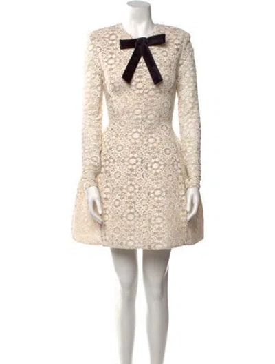 Pre-owned Bronx And Banco Lace Pattern Mini Dress In Neutral