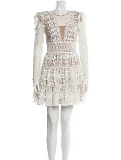 Pre-owned Bronx And Banco Lace Pattern Mini Dress In Neutral