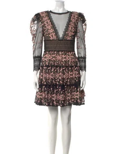 Pre-owned Bronx And Banco Lace Pattern Mini Dress In Neutral
