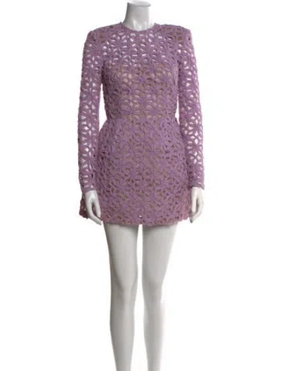 Pre-owned Bronx And Banco Lace Pattern Mini Dress In Purple