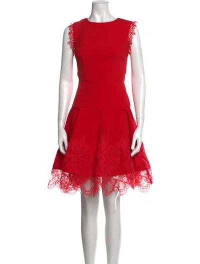 Pre-owned Bronx And Banco Lace Pattern Mini Dress In Red