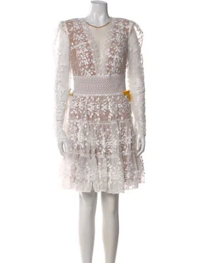 Pre-owned Bronx And Banco Lace Pattern Mini Dress W/ Tags In White
