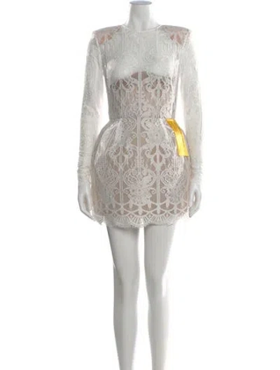 Pre-owned Bronx And Banco Lace Pattern Mini Dress W/ Tags In White