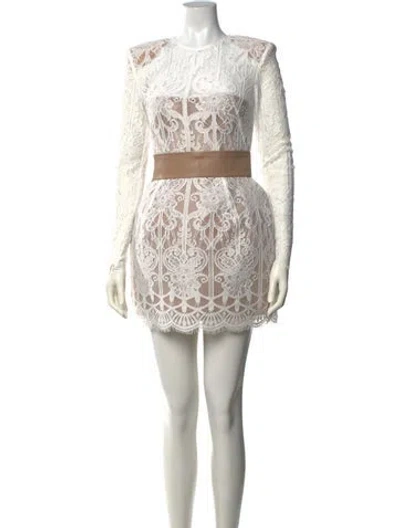 Pre-owned Bronx And Banco Lace Pattern Mini Dress W/ Tags In White
