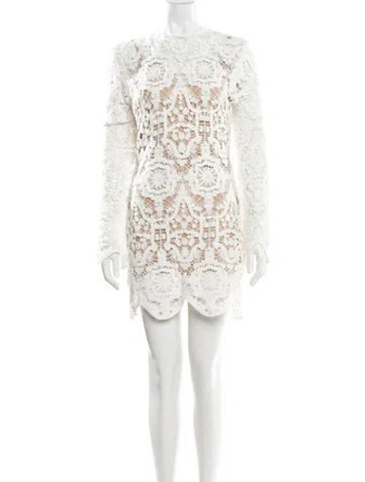 Pre-owned Bronx And Banco Lace Pattern Mini Dress In White