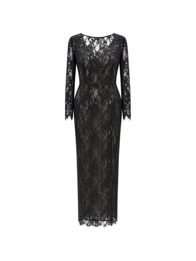 Bronx And Banco Lace-overlay Long-sleeve Maxi Dress In Black