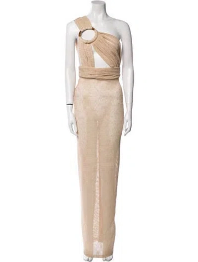 Pre-owned Bronx And Banco Linen Long Dress In Neutral