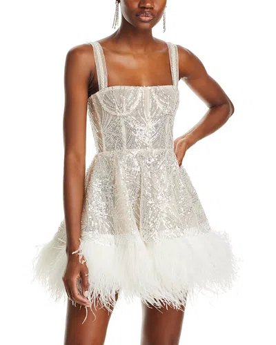Bronx And Banco Mademoiselle Beaded Bustier Mini Dress In White