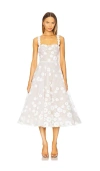 Bronx And Banco Mademoiselle Embroidered Floral Sequin Midi Dress In White