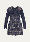 Bronx And Banco Maia Floral Lace Applique Mini Dress In Navy