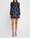 Bronx And Banco Maia Floral Lace Applique Mini Dress In Navy