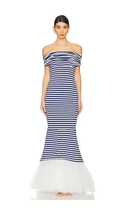 Bronx And Banco Malory Striped Gown In 海蓝&白色