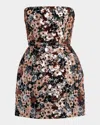 Bronx And Banco Maraya Strapless Floral Sequin Fit & Flare Mini Dress In Multi