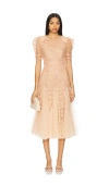 Bronx And Banco Megan Midi Dress In Beige