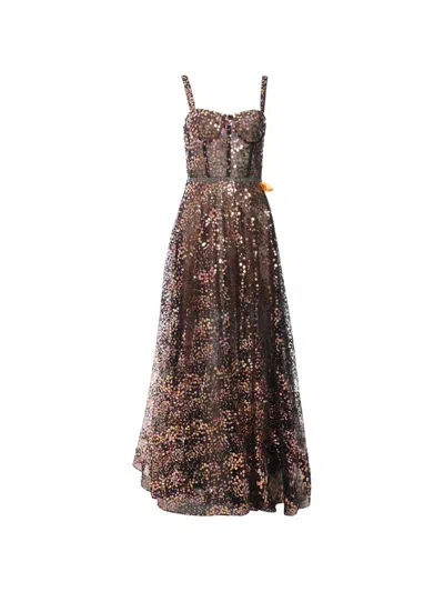 Bronx And Banco Midnight Noir Sequined Gown In Multi
